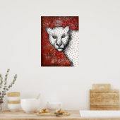 Leopard Posé Dit Hey Poster Wall Art (Cuisine)