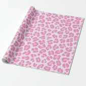 Leopard Preppy Pink Line Cadeaupapier (Uitgerold)