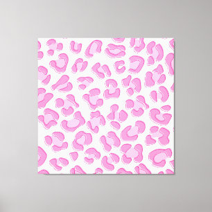 Leopard Preppy Pink Line Canvas Afdruk