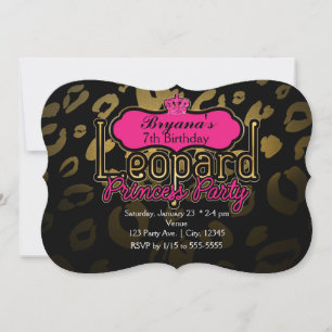 Leopard Prinses Party Gouden Verjaardag Uitnodigin Kaart