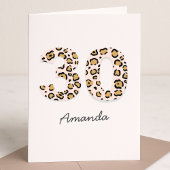 Leopard Print 30 | Modern Cute Name 30th Birthday Kaart