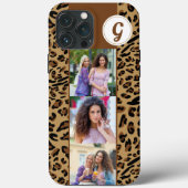 Leopard Print 3 Square Photos Brown Monogramed Case-Mate iPhone Case (Achterkant)