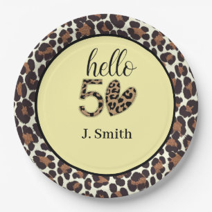 Leopard Print 50ste Verjaardag Papier Borden - Cus Papieren Bordje