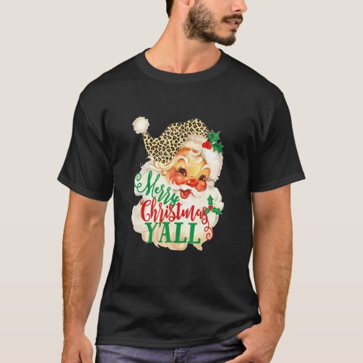 Leopard Print 70S kerstfeest Y' T-shirt (Voorkant)