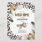 Leopard Print 8e Verjaardag Safari Oerwoud Party Kaart (Voorkant / Achterkant)