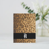 Leopard Print A monogram initiaal Briefkaart (Staand voorkant)