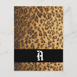 Leopard Print A monogram initiaal Briefkaart
