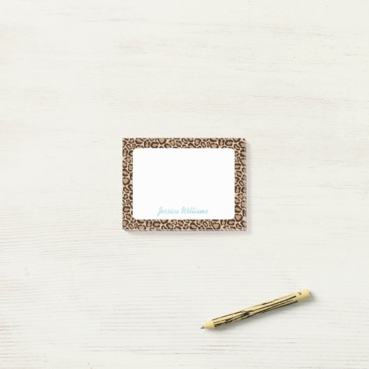Leopard Print Aangepast Monogram Post-it® Notes (Op bureau)