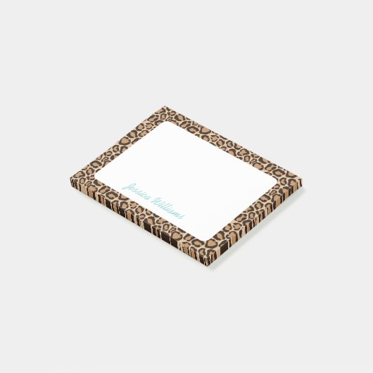 Leopard Print Aangepast Monogram Post-it® Notes (Schuin)
