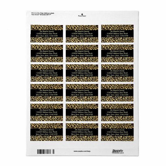 Leopard Print Adresetiketten Etiket (Full Sheet)