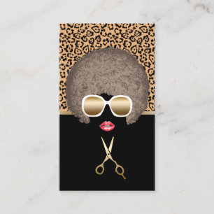 Leopard Print Afro Modern Hair & Beauty Salon Visitekaartje