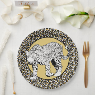 Leopard print all-over design papieren bordje