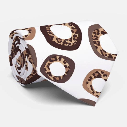 Leopard Print and Donut Pattern Tie Stropdas (Opgerold)