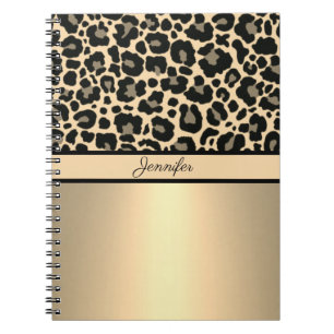 Leopard Print Animal Cheetah Gold Trendy Safari Notitieboek