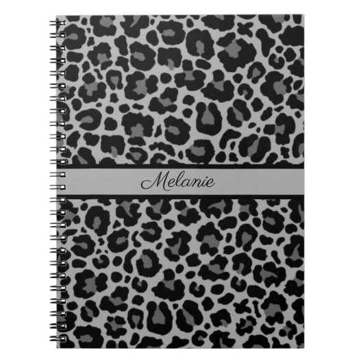 Leopard Print Animal Cheetah Silver Grey Trendy No Notitieboek (Voorkant)