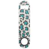 Leopard Print Aqua, grijs, wit Speed Flessenopener (Achterkant)