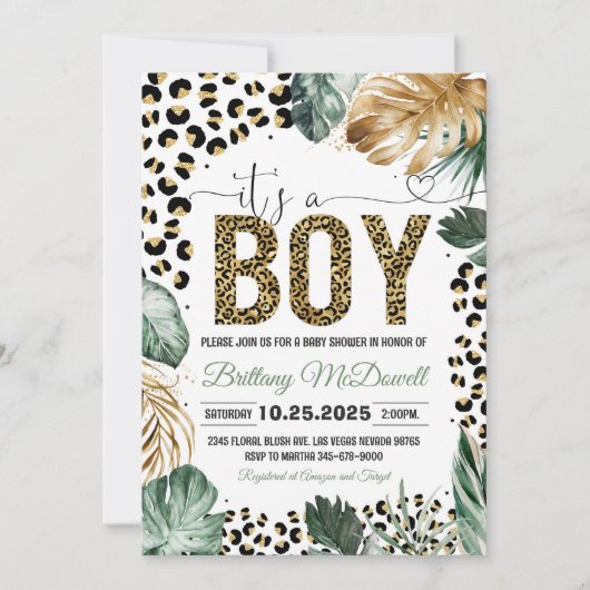 Leopard print Baby shower Kaart (Voorkant)