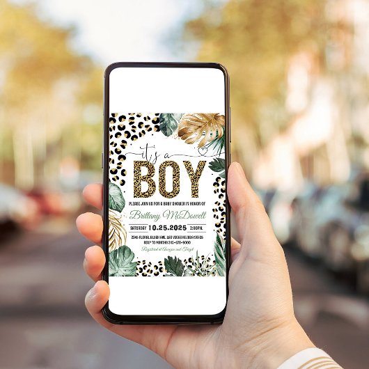 Leopard print Baby shower Kaart