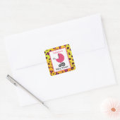 Leopard Print Baby shower & Roze Koets Vierkante Sticker (Envelop)