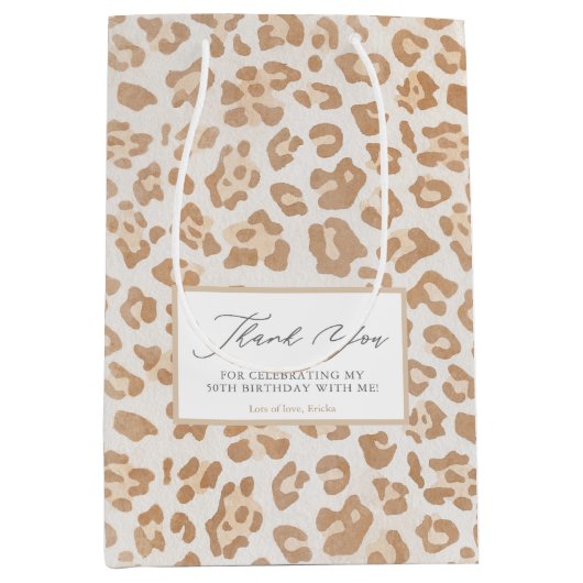 Leopard Print Bachelorette of Verjaardag Dank u Medium Cadeauzakje (Voorkant)