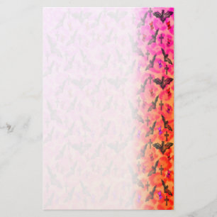 Leopard Print Bats Skulls Roze Sinaasappel Briefpapier