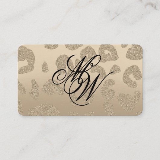 Leopard Print Beige Monogram Visitekaartje (Voorkant)