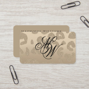 Leopard Print Beige Monogram Visitekaartje