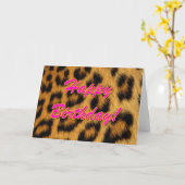 Leopard Print Birthday Kaart (Gele Bloem)