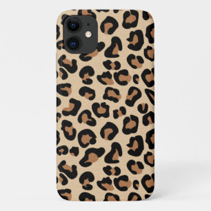 Leopard Print, Black, Brown, Rust en Tan iPhone 11 Hoesje