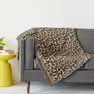 Leopard Print, Black, Brown, Rust en Tan Deken