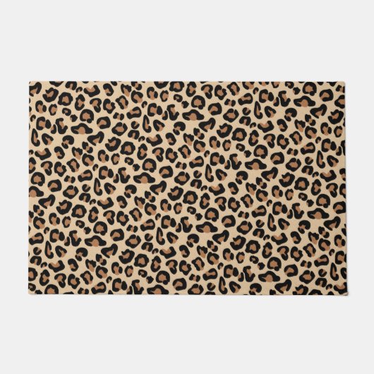 Leopard Print, Black, Brown, Rust en Tan Deurmat (Voorkant)
