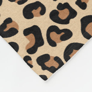 Leopard Print, Black, Brown, Rust en Tan Fleece Deken