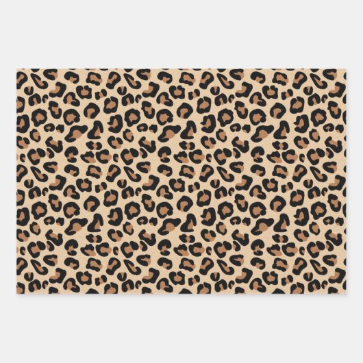 Leopard Print, Black, Brown, Rust en Tan Inpakpapier Vel (Voorkant 2)