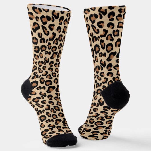 Leopard Print, Black, Brown, Rust en Tan Sokken (Gebogen)