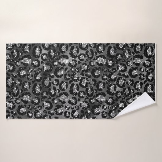 Leopard Print Black en Silver Grey Badhanddoek (Badhanddoek)