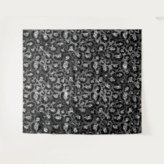 Leopard Print Black en Silver Grey Wandkleed (Voorkant (horizontaal))