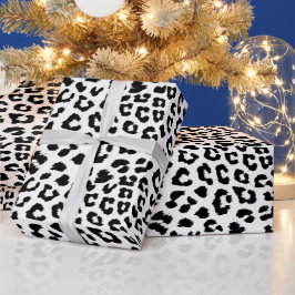 Leopard Print Black en White Cadeaupapier