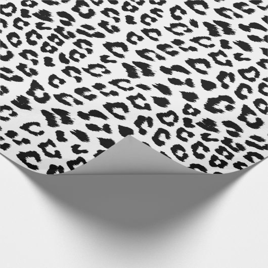 Leopard Print Black en White Cadeaupapier (Hoek)