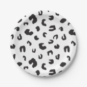 Leopard Print Black en White Papieren Bordje (Voorkant)