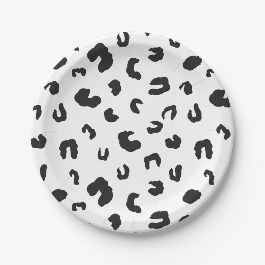 Leopard Print Black en White Papieren Bordje (Voorkant)
