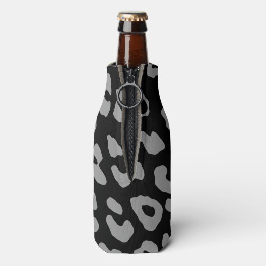Leopard Print Black Grey Flesjeskoeler (Fles Achterkant)