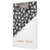 Leopard Print Black White Gold Business Elegant Klembord (Links)