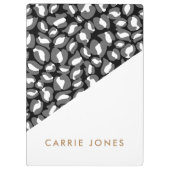 Leopard Print Black White Gold Business Elegant Klembord (Achterkant)