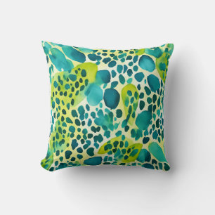 Leopard Print Blauwgroen Blauw Groen Dier Print Kussen