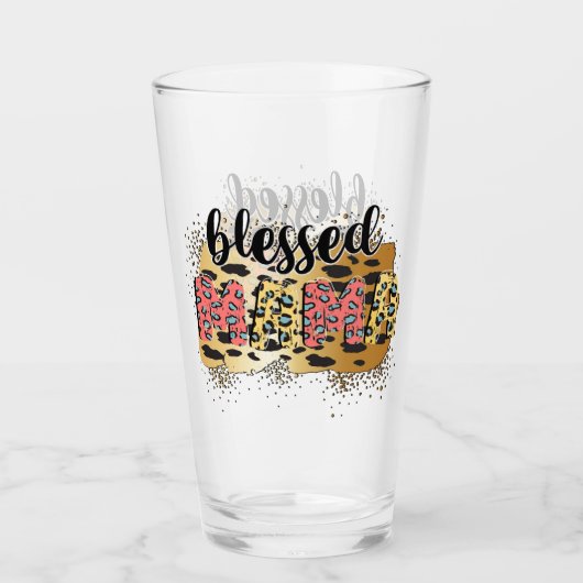 Leopard Print Blessed Mama Glas (Voorkant)