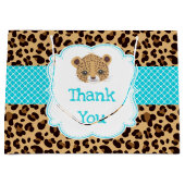 Leopard Print Blue Quatrefoil Bedankt Groot Cadeauzakje (Voorkant)