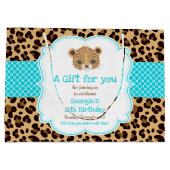 Leopard Print Blue Quatrefoil Bedankt Groot Cadeauzakje (Achterkant)