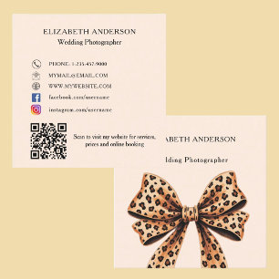 Leopard print boog perzik QR code sociale media Vierkante Visitekaartje