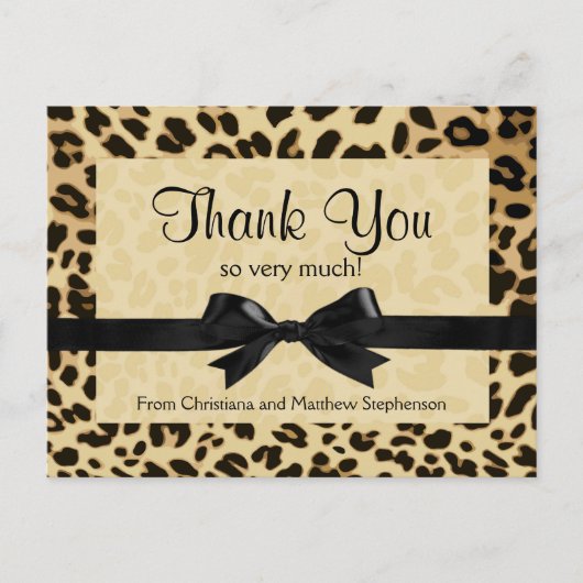 Leopard Print Bow Dank u opmerking Briefkaart (Voorkant)