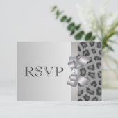Leopard Print, Bow & Diamond RSVP Weddenschap (Staand voorkant)